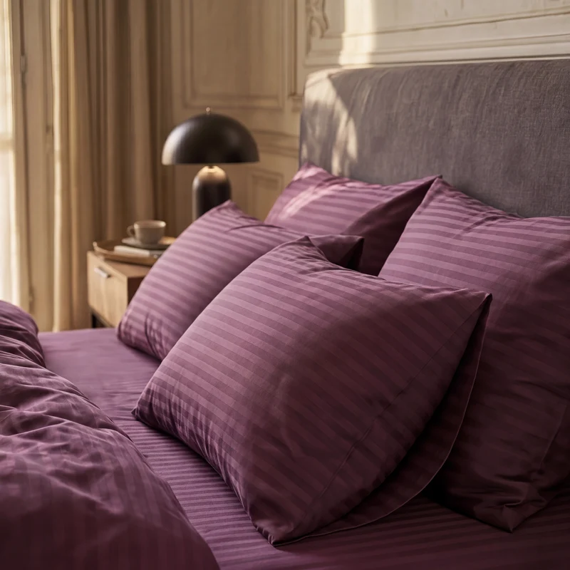 Parure de lit satin premium - Rayures satinées