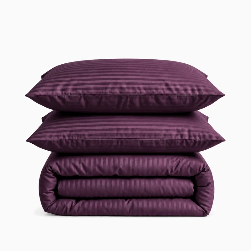 Parure de lit satin premium - Rayures satinées