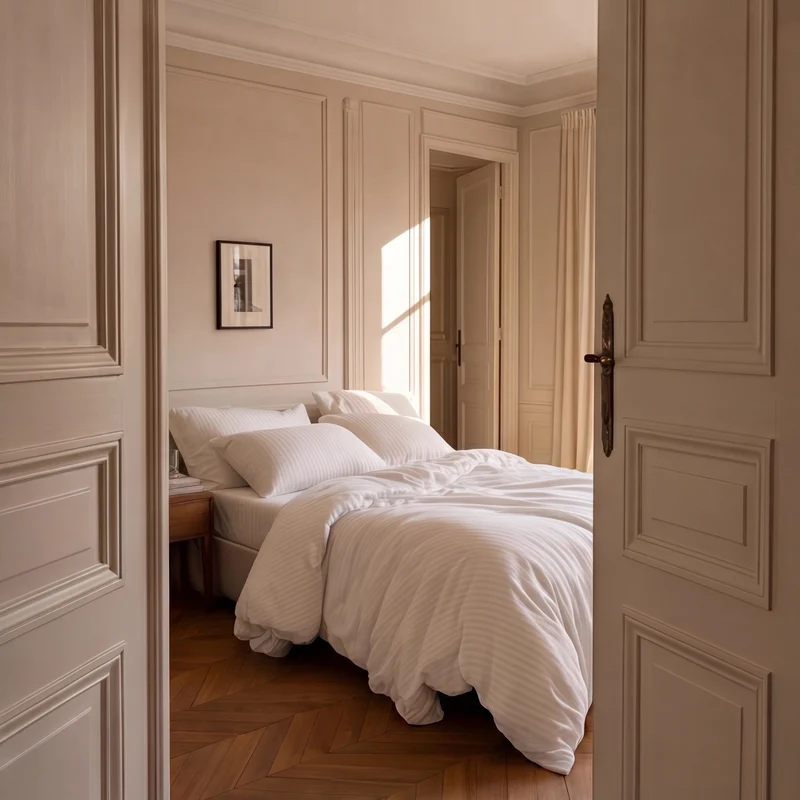 Parure de lit satin premium - Rayures satinées