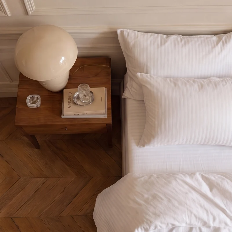Parure de lit satin premium - Rayures satinées