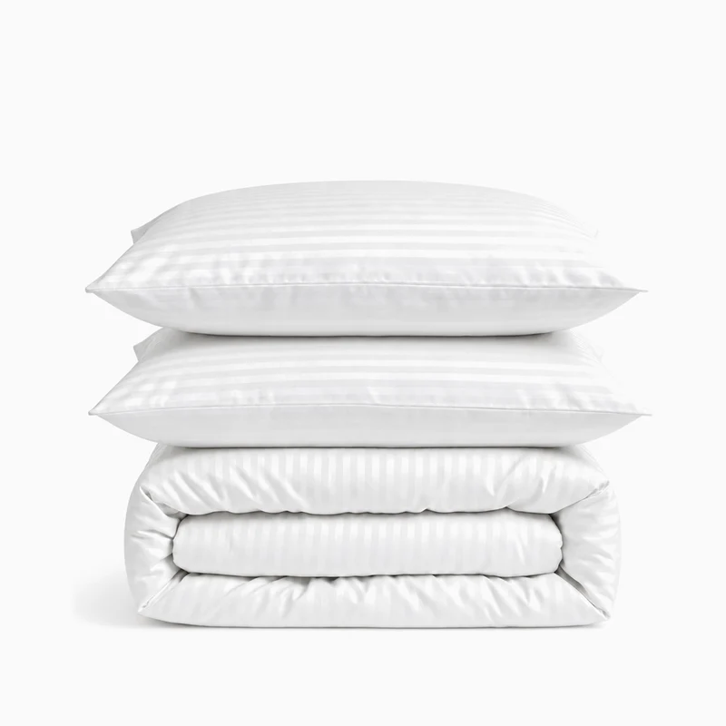 Parure de lit satin premium - Rayures satinées