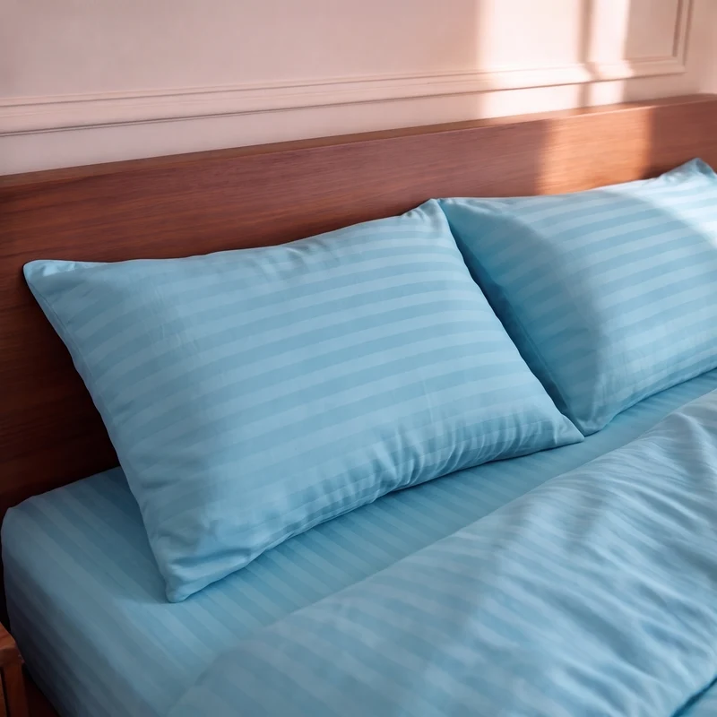 Parure de lit satin premium - Rayures satinées