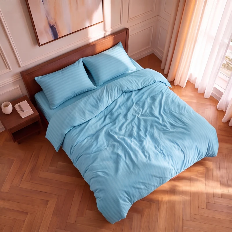 Parure de lit satin premium - Rayures satinées