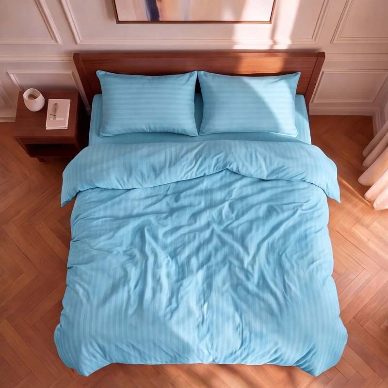 Parure de lit satin premium - Rayures satinées