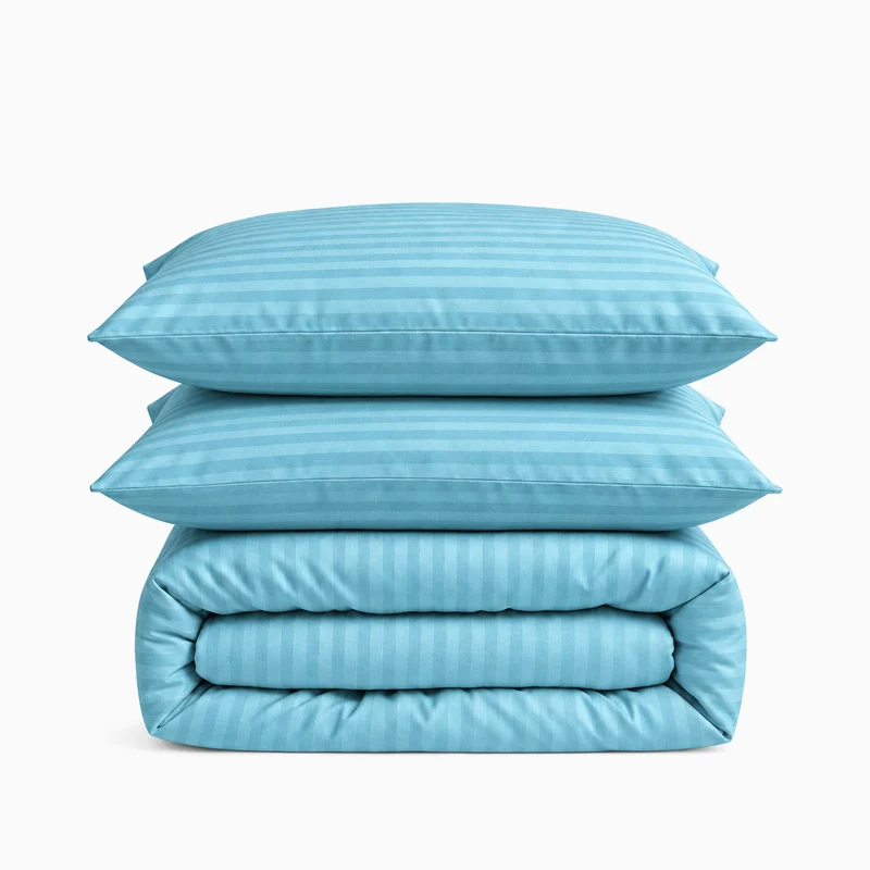 Parure de lit satin premium - Rayures satinées