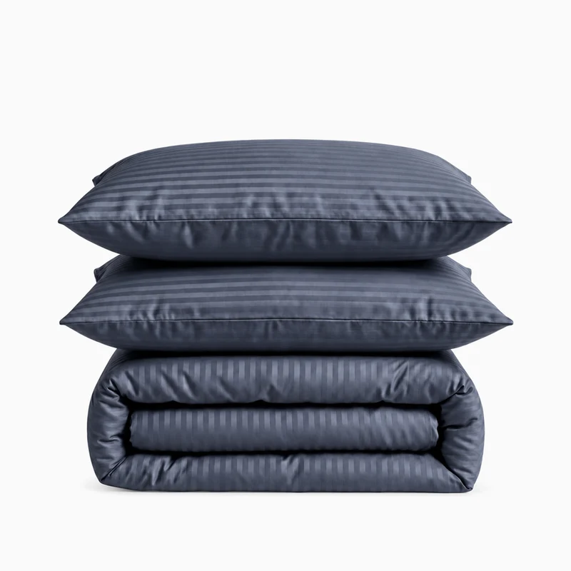 Parure de lit satin premium - Rayures satinées