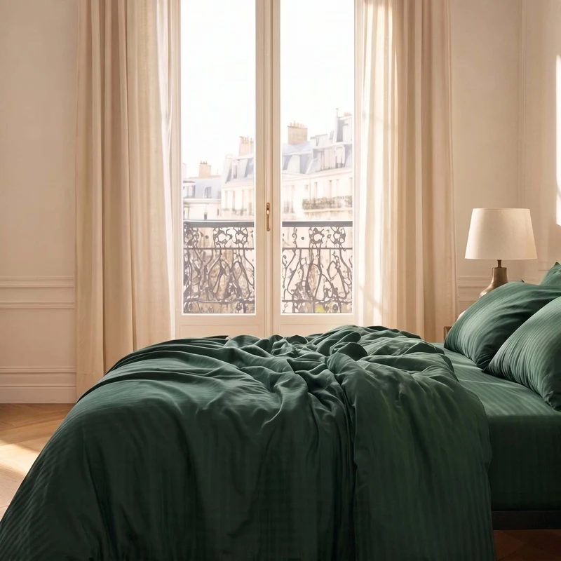 Parure de lit satin premium - Rayures satinées