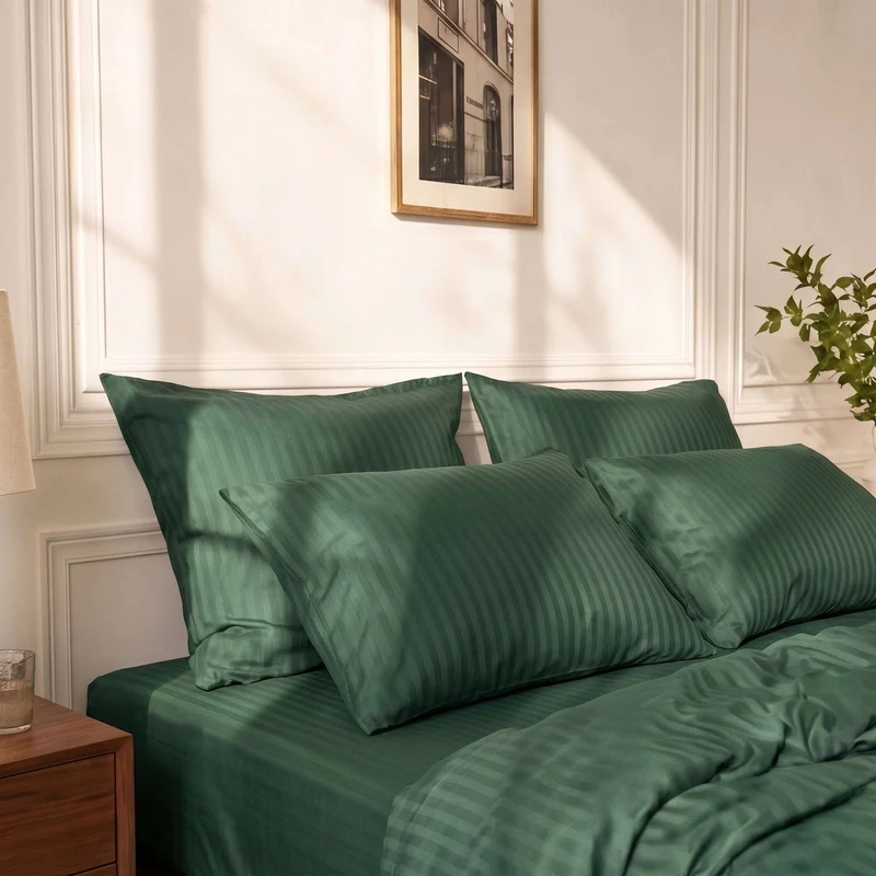 Parure de lit satin premium - Rayures satinées