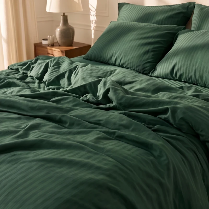 Parure de lit satin premium - Rayures satinées