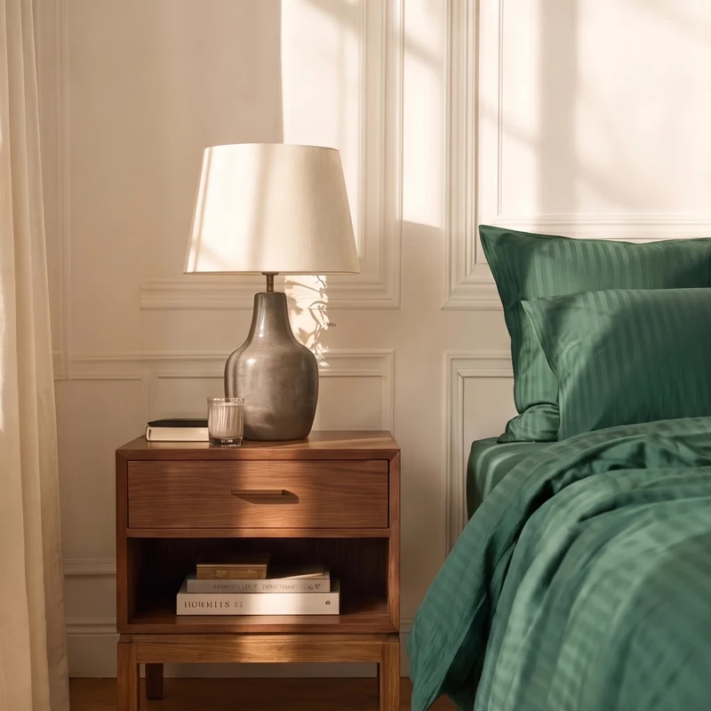 Parure de lit satin premium - Rayures satinées