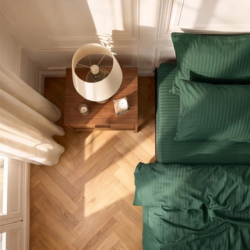 Parure de lit satin premium - Rayures satinées