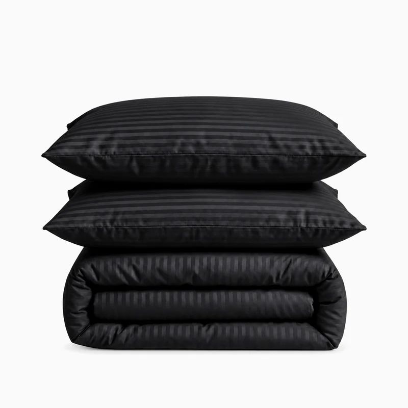 Parure de lit satin premium - Rayures satinées