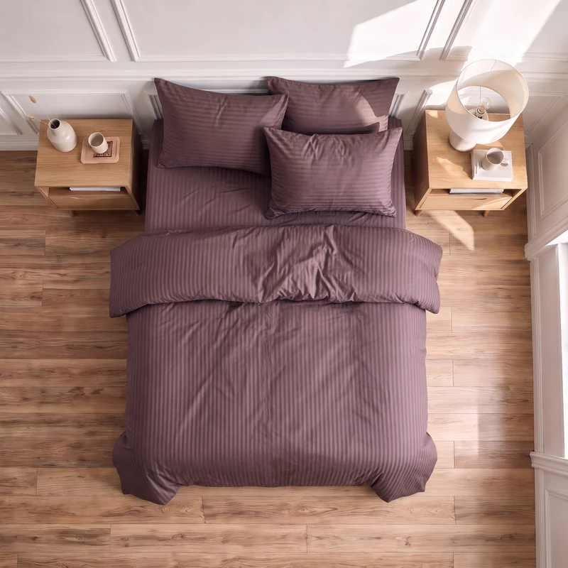 Parure de lit satin premium - Rayures satinées