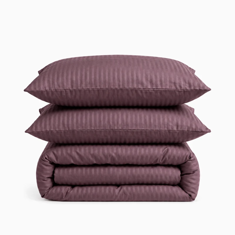 Parure de lit satin premium - Rayures satinées