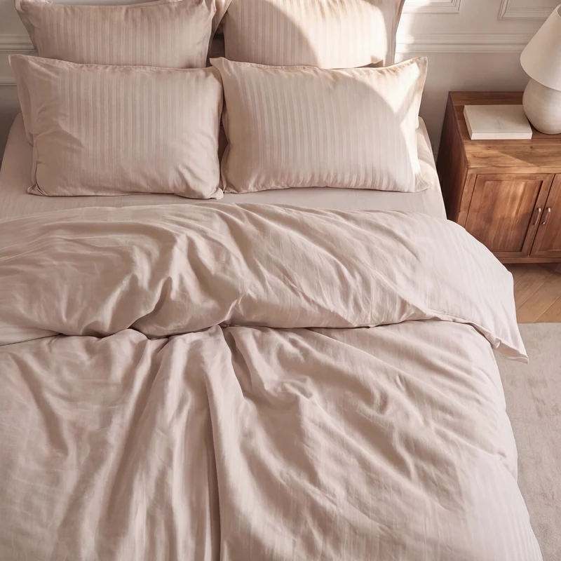 Parure de lit satin premium - Rayures satinées