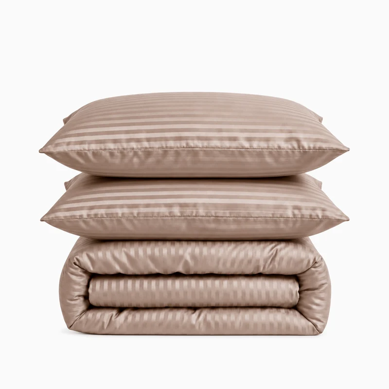 Parure de lit satin premium - Rayures satinées
