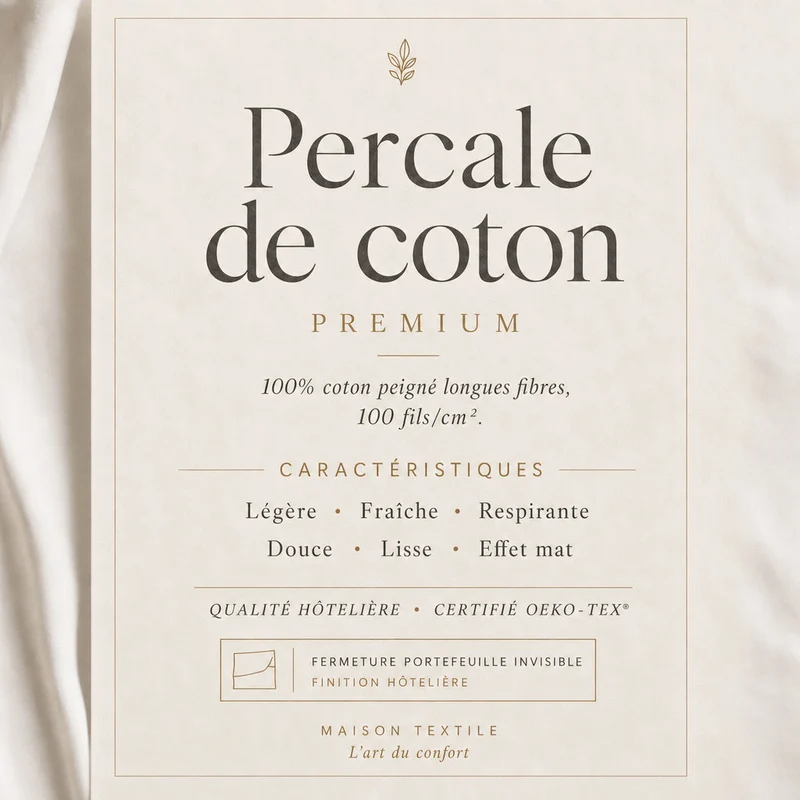 Housse de couette percale de coton 100 fils/cm²