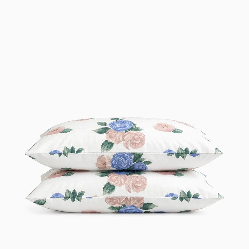 2 Taies d'oreiller percale de coton 100 fils/cm2