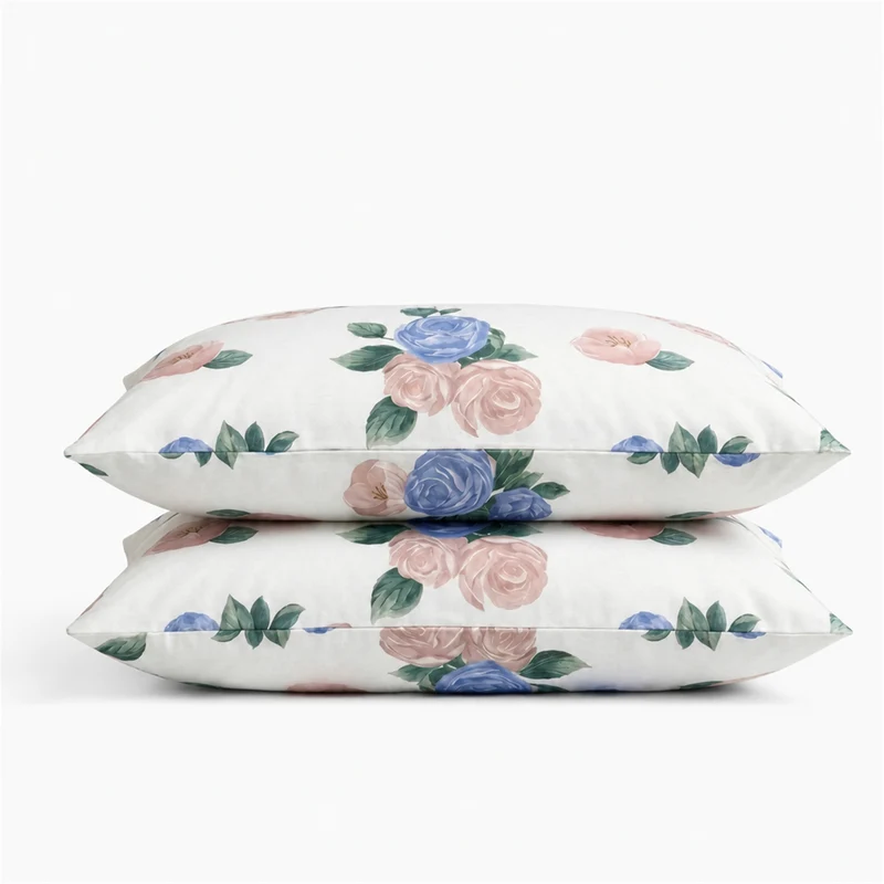 2 Taies d'oreiller percale de coton 100 fils/cm2