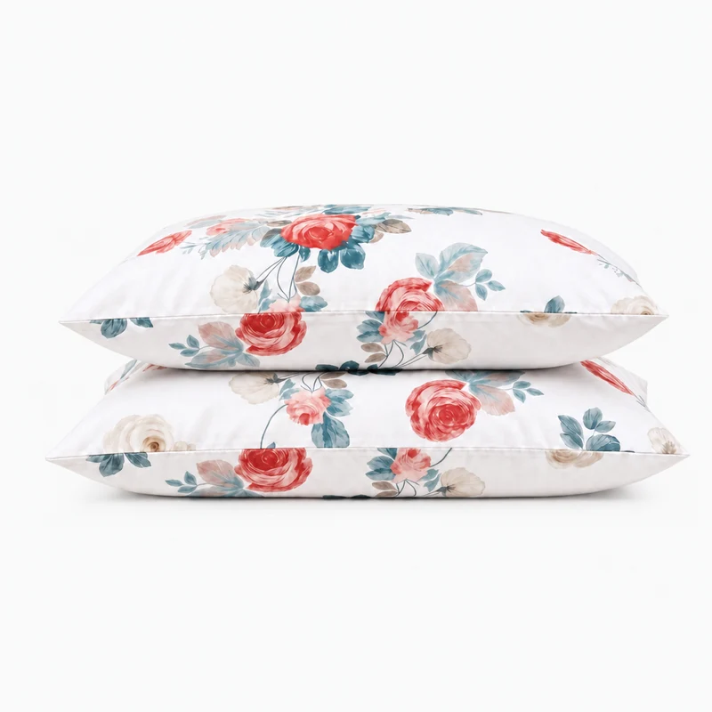 2 Taies d'oreiller percale de coton 100 fils/cm2