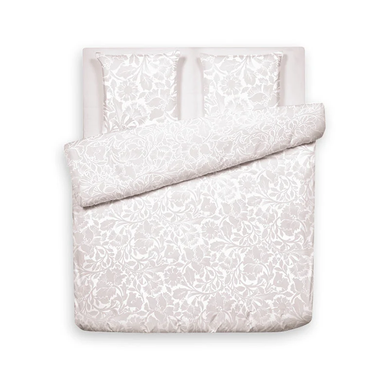 Housse de couette + taie(s) d'oreiller satin de coton - Arabesque Taupe