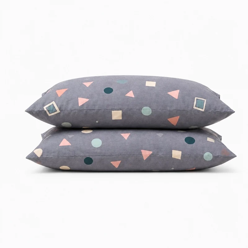 2 Taies d'oreiller percale de coton 100 fils/cm2
