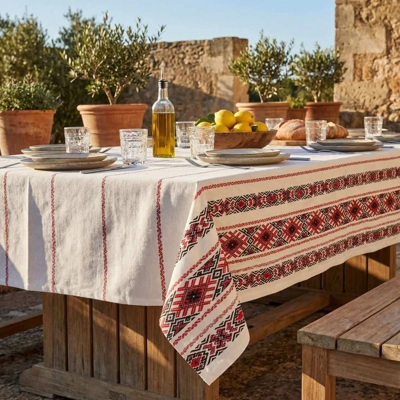 Nappe de Table en Coton – Motifs Traditionnels