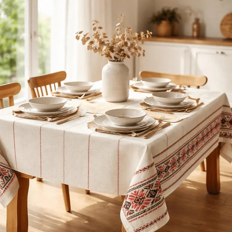 Nappe de Table en Coton – Motifs Traditionnels