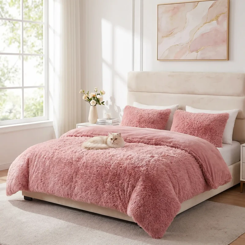 Parure de Lit 200x200 Peluche Sherpa 3 Pièces – Chaude & Ultra-Douce
