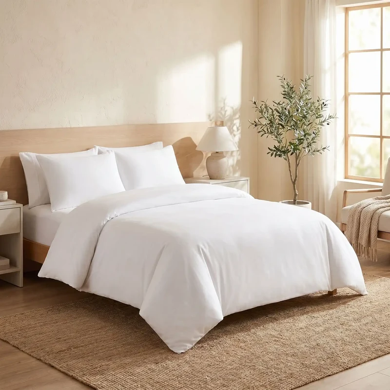 Parure de Lit 200x200 Blanche Microfibre 3 Pièces – Style Hôtel