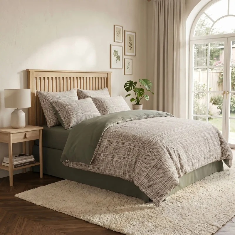 Housse de Couette Coton Lavé 600TC Nordique 3 Pièces – 4 Tailles