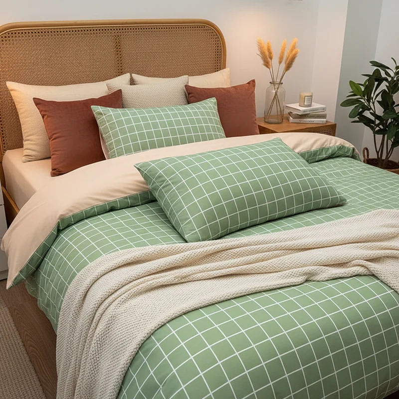 Housse de Couette Coton Lavé 600TC Nordique 3 Pièces – 4 Tailles
