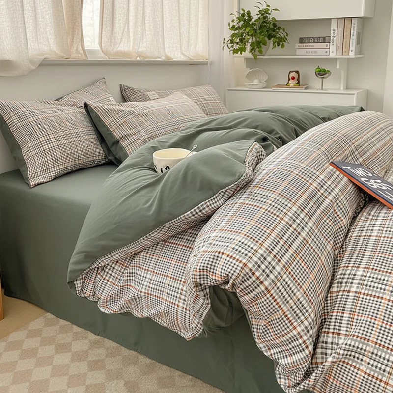 Housse de Couette Coton Lavé 600TC Nordique 3 Pièces – 4 Tailles