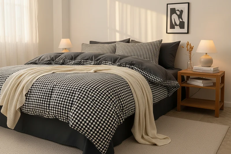 Housse de Couette Coton Lavé 600TC Nordique 3 Pièces – 4 Tailles