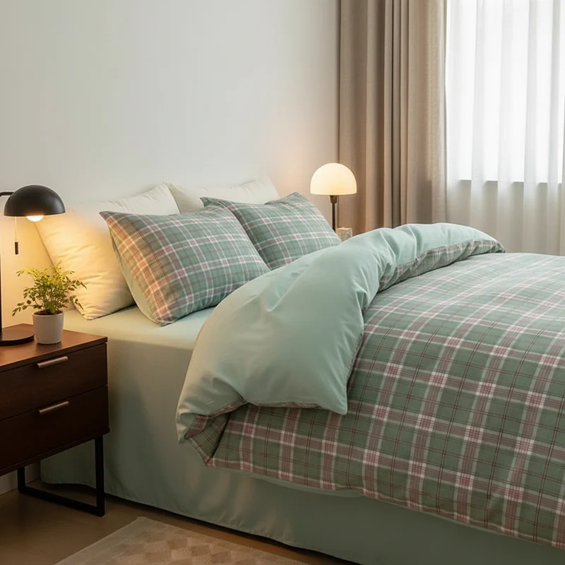 Housse de Couette Coton Lavé 600TC Nordique 3 Pièces – 4 Tailles