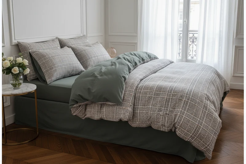 Housse de Couette Coton Lavé 600TC Nordique 3 Pièces – 4 Tailles