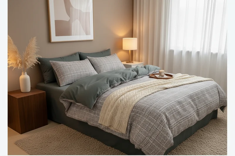Housse de Couette Coton Lavé 600TC Nordique 3 Pièces – 4 Tailles