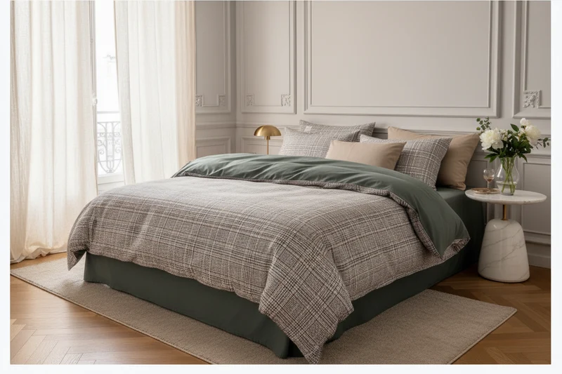 Housse de Couette Coton Lavé 600TC Nordique 3 Pièces – 4 Tailles