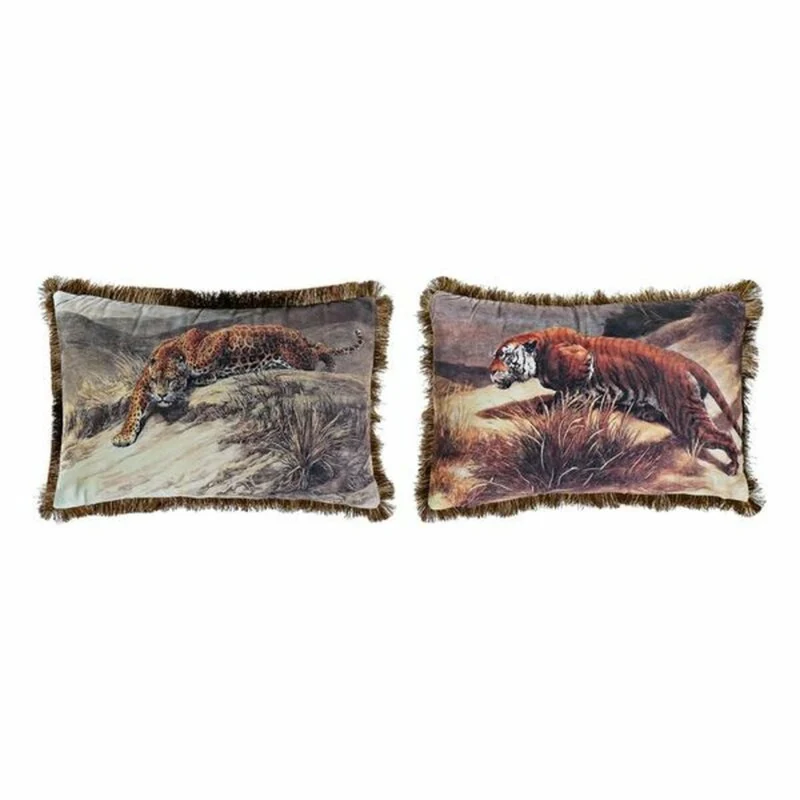 Coussin DKD Home Decor Aluminium Colonial Jungle (2 Unités) (2 Pièces)