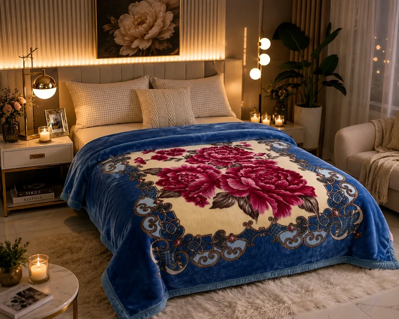 Couverture Lestée Raschel Imprimée – Hiver, Velours Doux