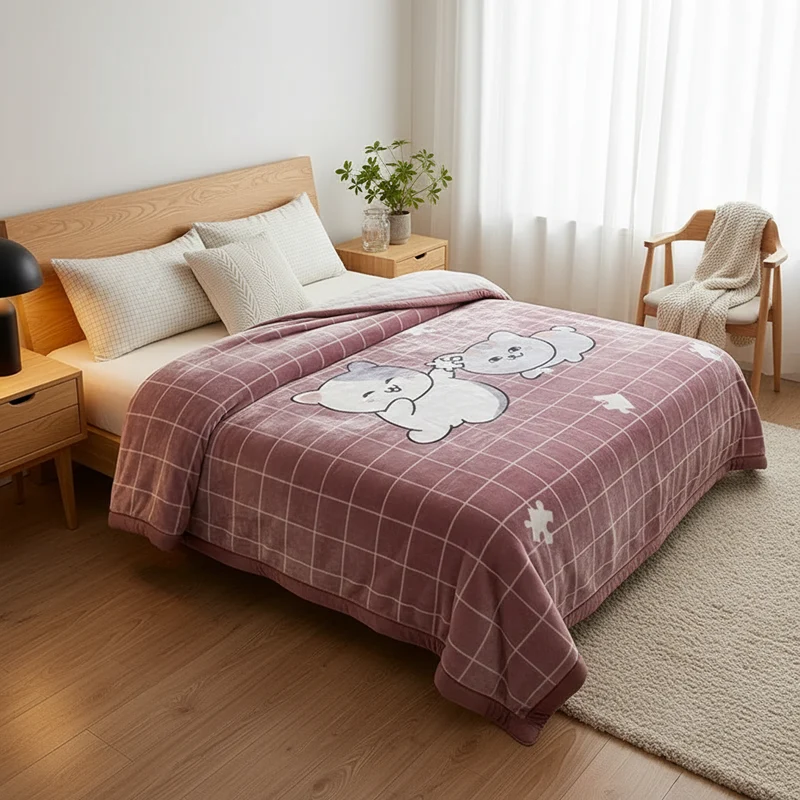 Couverture Lestée Raschel Imprimée – Hiver, Velours Doux