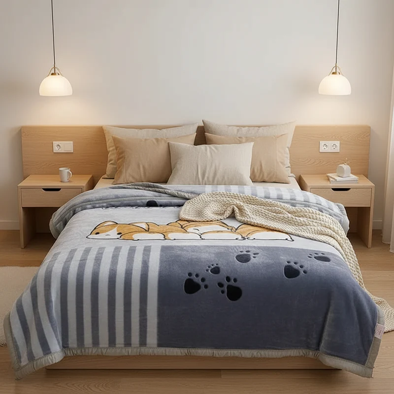 Couverture Lestée Raschel Imprimée – Hiver, Velours Doux