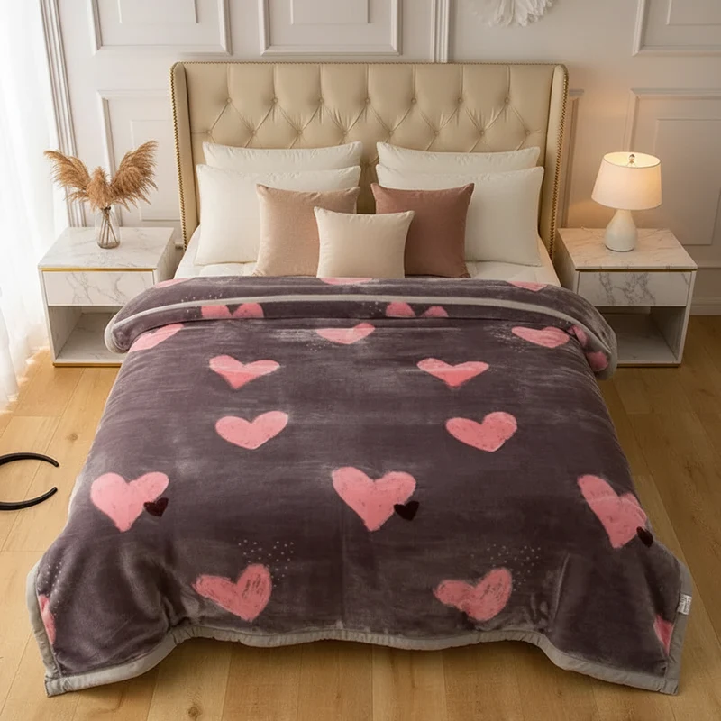 Couverture Lestée Raschel Imprimée – Hiver, Velours Doux