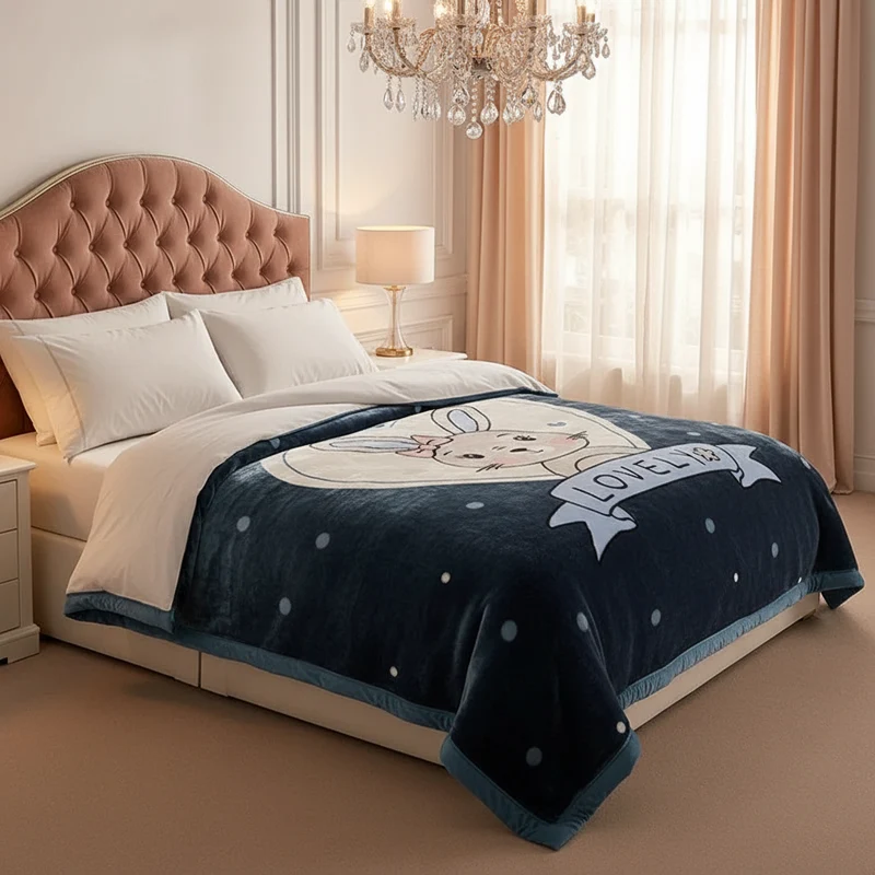 Couverture Lestée Raschel Imprimée – Hiver, Velours Doux