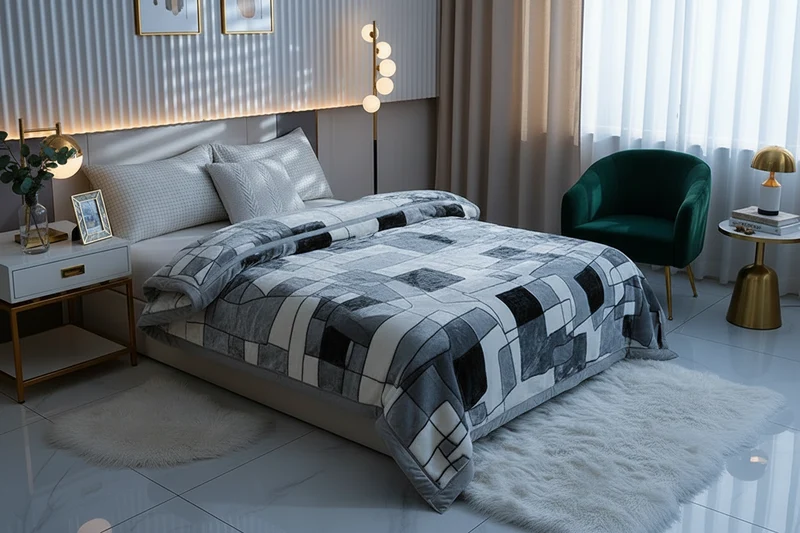 Couverture Lestée Raschel Imprimée – Hiver, Velours Doux