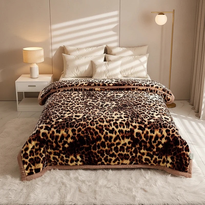 Couverture Lestée Raschel Imprimée – Hiver, Velours Doux