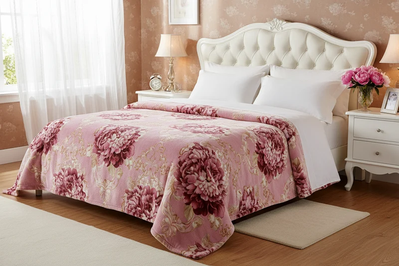 Couverture Lestée Raschel Imprimée – Hiver, Velours Doux