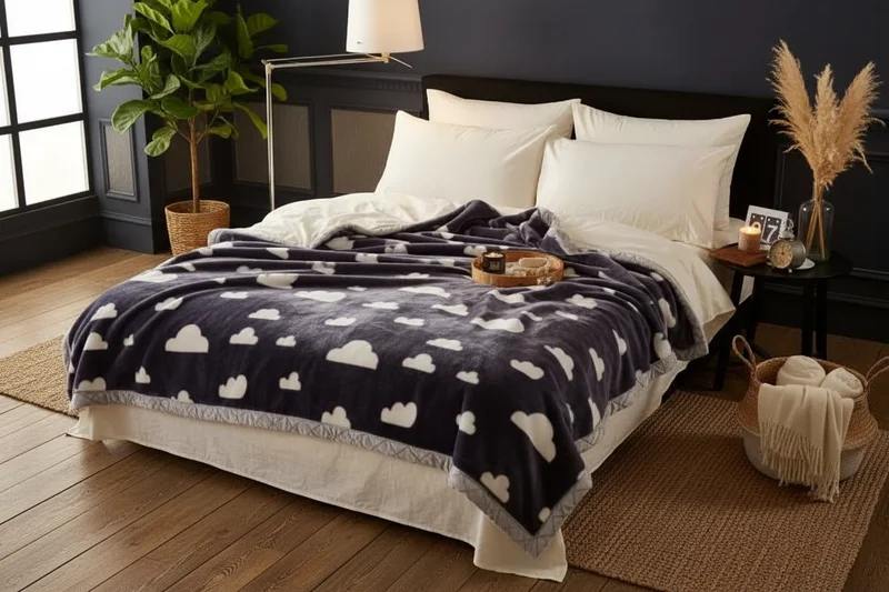Couverture Lestée Raschel Imprimée – Hiver, Velours Doux