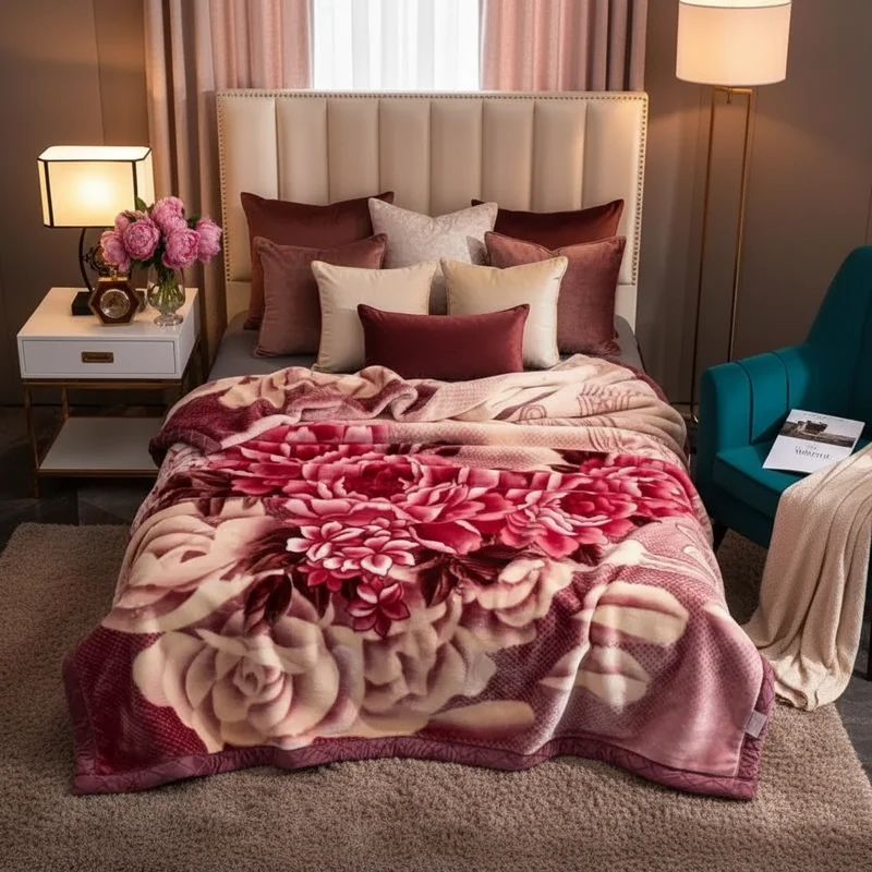 Couverture Lestée Raschel Imprimée – Hiver, Velours Doux