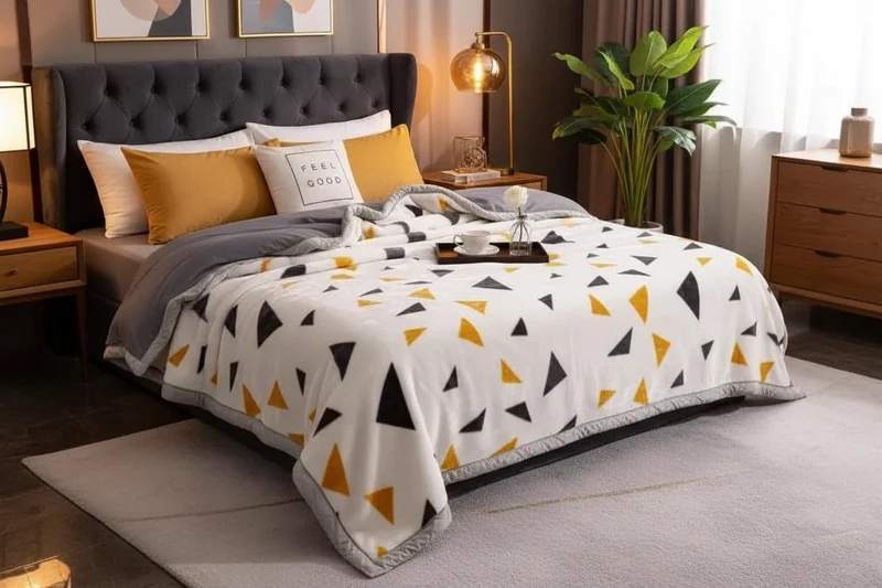 Couverture Lestée Raschel Imprimée – Hiver, Velours Doux